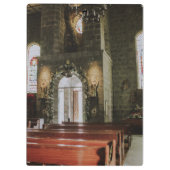 Interieur van versierd stenen muur kerk klembord (Achterkant)