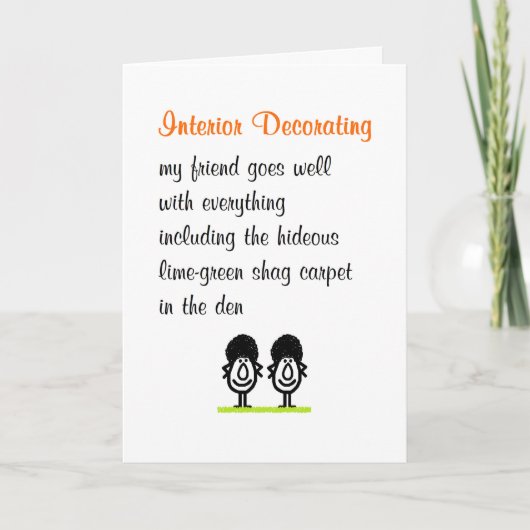 interieurdecoratie, een grappig gedicht voor een v kaart (Voorkant)