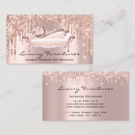 Interieure ontwerper Unieke Furnitures Roos Roze S Visitekaartje (Voorkant / Achterkant)