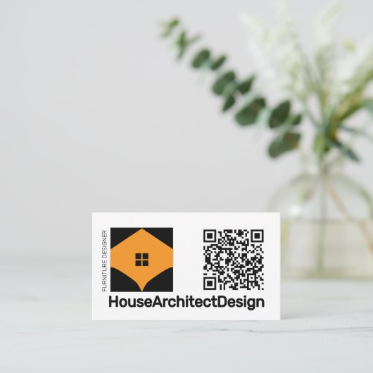 Interieurontwerp Architect QR-code Visitekaartje (Staand voorkant)