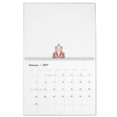 Interieurontwerp behang Rode bloemen, witte rug Kalender (Feb 2027)