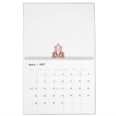 Interieurontwerp behang Rode bloemen, witte rug Kalender (Mar 2027)