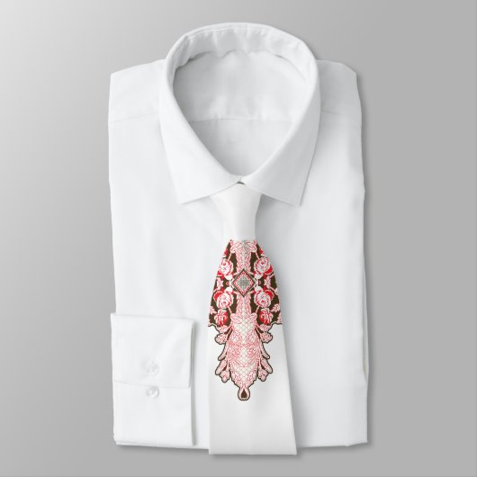 Interieurontwerp behang Rode bloemen, witte rug Stropdas (Gebonden)