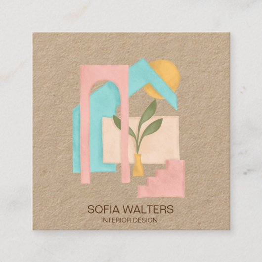 Interieurontwerp Home Staging Real Estate Hotel Vierkante Visitekaartje (Voorkant)