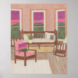 Interieurontwerp in Paarse en roze Poster