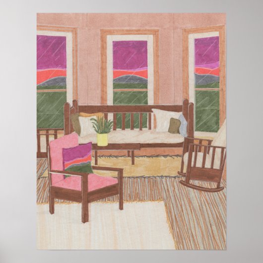 Interieurontwerp in Paarse en roze Poster (Voorkant)