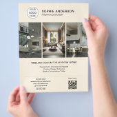 Interieurontwerp Logo Foto Crème Professioneel Flyer (Hand)
