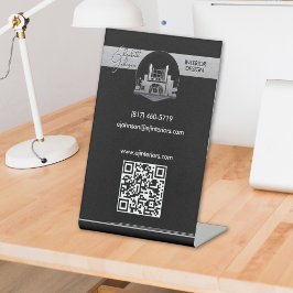 Interieurontwerp of Architect Logo Black and Steel Reclamebord Met Voetstuk