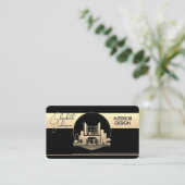 Interieurontwerp of Architect Logo Zwart en Goud Visitekaartje (Staand voorkant)