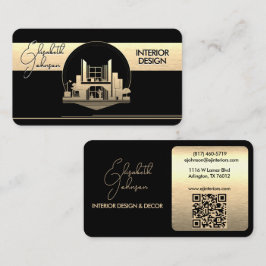 Interieurontwerp of Architect Logo Zwart en Goud Visitekaartje