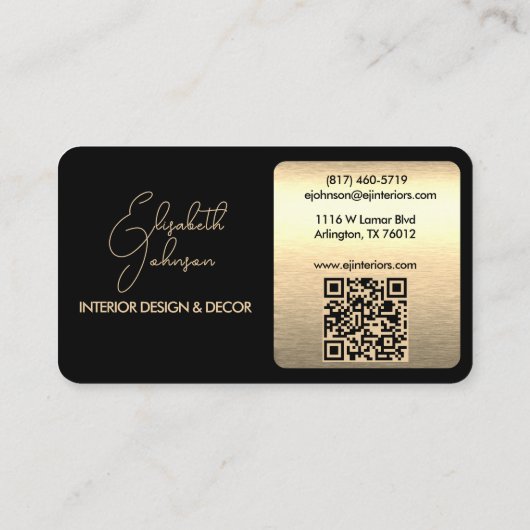 Interieurontwerp of Architect Logo Zwart en Goud Visitekaartje (Achterkant)