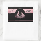 Interieurontwerp of Architect Logo Zwart en Roos Rechthoekige Sticker (Tas)