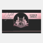 Interieurontwerp of Architect Logo Zwart en Roos Rechthoekige Sticker (Voorkant)