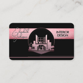 Interieurontwerp of Architect Logo Zwart en Roos Visitekaartje