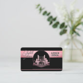 Interieurontwerp of Architect Logo Zwart en Roos Visitekaartje (Staand voorkant)