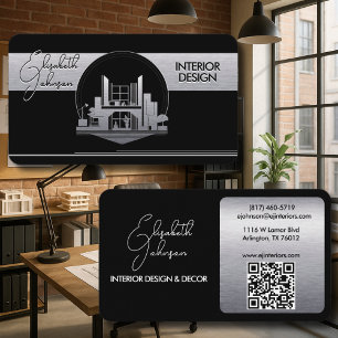 Interieurontwerp of Architect Logo Zwart en Staal Visitekaartje