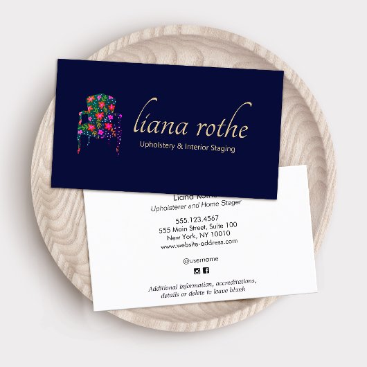 Interieurontwerper Bloemen Franse Stoel Vierkante  Visitekaartje