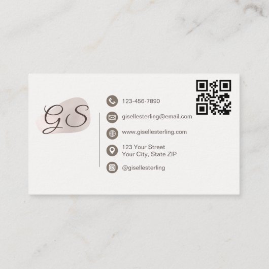 Interieurontwerper Blush Mauve Elegante QR-code Visitekaartje (Achterkant)