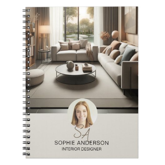 Interieurontwerper Custom Monogram Professional Notitieboek (Voorkant)