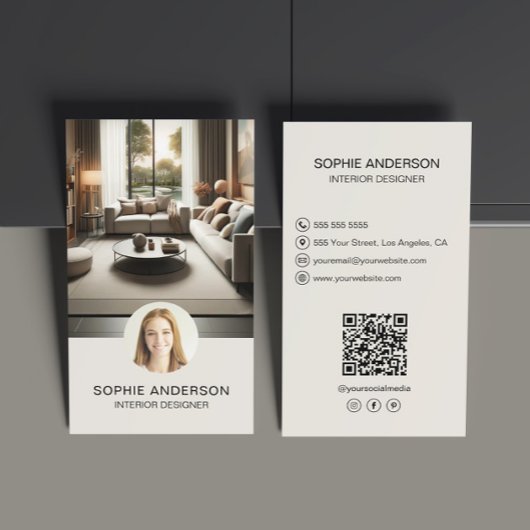 Interieurontwerper Custom Photo QR Social Media Visitekaartje