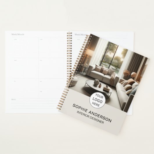 Interieurontwerper Eigen Logo Foto Neutraal Beige Planner (Display)