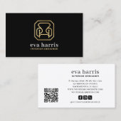 Interieurontwerper Elegant Zwart & Goud Logo Visitekaartje (Voorkant / Achterkant)