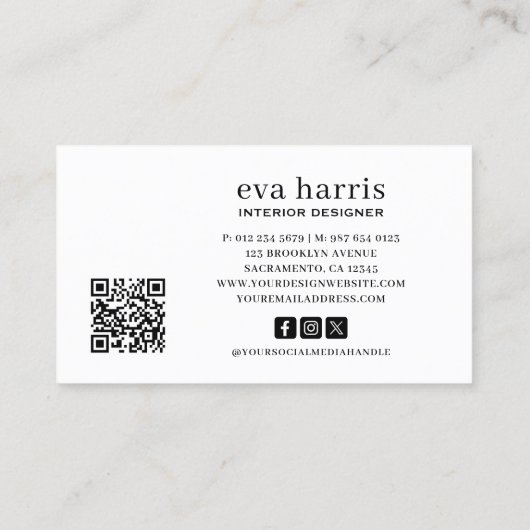 Interieurontwerper Elegant Zwart & Goud Logo Visitekaartje (Achterkant)