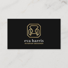 Interieurontwerper Elegant Zwart & Goud Logo Visitekaartje