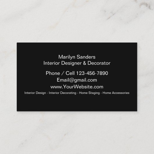 Interieurontwerper en creatief decoreren visitekaartje (Achterkant)