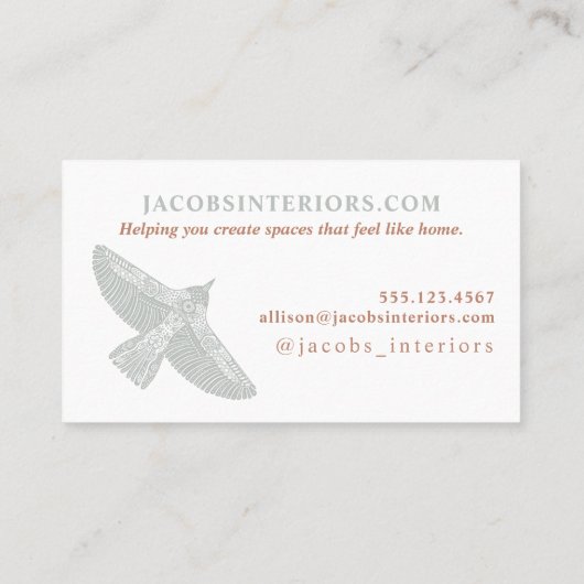 Interieurontwerper Folk Birds Pattern Visitekaartje (Achterkant)