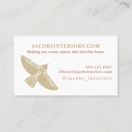 Interieurontwerper Folk Birds Pattern Visitekaartje (Achterkant)