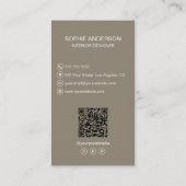 Interieurontwerper Foto QR Social Media Taupe Visitekaartje (Achterkant)