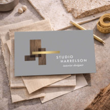 Interieurontwerper Hout Goud Logo Grijs