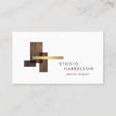 Interieurontwerper Hout Goud Logo Visitekaartje (Voorkant)