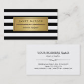 Interieurontwerper - Klassieke zwarte strepen Visitekaartje (Voorkant / Achterkant)