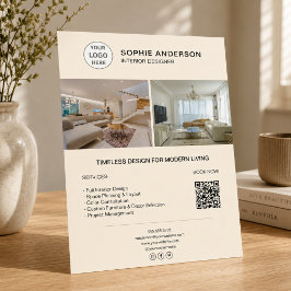 Interieurontwerper Logo Foto QR Crème Zakelijk Flyer