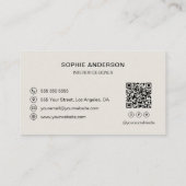 Interieurontwerper Logo QR-code Neutraal Beige Visitekaartje (Achterkant)