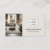 Interieurontwerper Logo QR-code Neutraal Beige Visitekaartje (Voorkant)