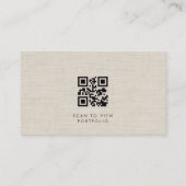 Interieurontwerper Luxe Neutrale Linnen QR-code Visitekaartje (Achterkant)
