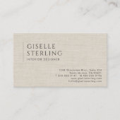 Interieurontwerper Luxe Neutrale Linnen QR-code Visitekaartje (Voorkant)