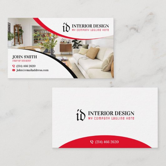 Interieurontwerper, Minimalistisch, Huisregeling Visitekaartje (Voorkant / Achterkant)