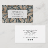 Interieurontwerper Modern aards bladpatroon Visitekaartje (Voorkant / Achterkant)