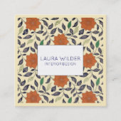 Interieurontwerper monogram bloemmotief crème vierkante visitekaartje (Voorkant)