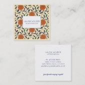 Interieurontwerper monogram bloemmotief crème vierkante visitekaartje (Voorkant / Achterkant)