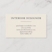 Interieurontwerper Monogram Elegante Marine Blue C Visitekaartje (Achterkant)