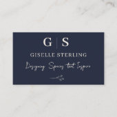 Interieurontwerper Monogram Elegante Marine Blue C Visitekaartje (Voorkant)