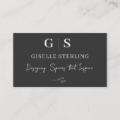 Interieurontwerper Monogram Elegante Zwarte Crème Visitekaartje (Voorkant)