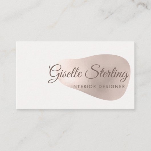 Interieurontwerper Roos Gold Foil Blush Abstract Visitekaartje (Voorkant)