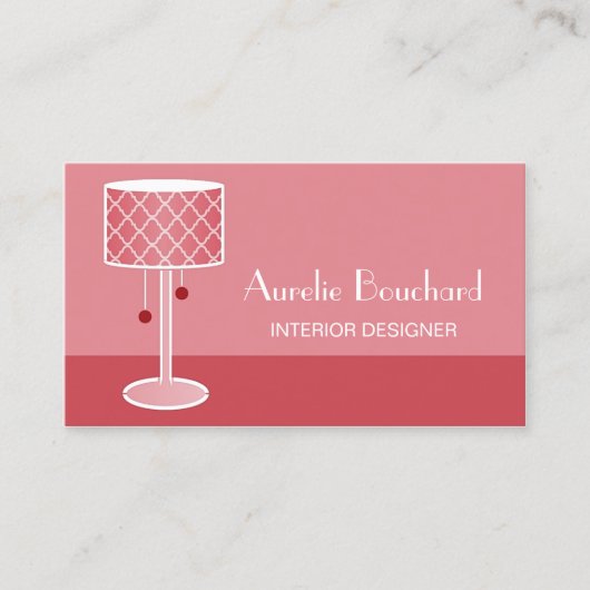 Interieurontwerper Roze Lamp Visitekaartje (Voorkant)