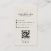 Interieurontwerper Script Naam Foto QR Tan Visitekaartje (Achterkant)